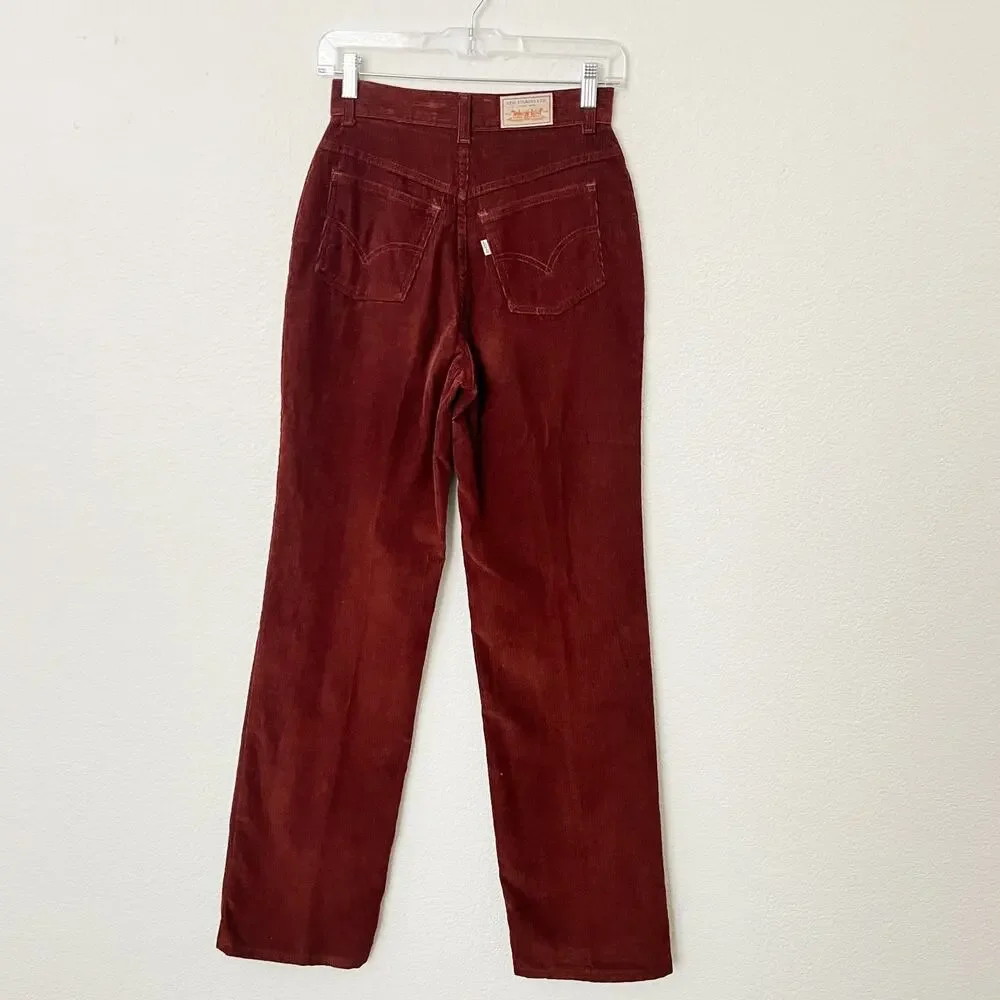 [Vintage] 70s Levi's Rust Brown High Rise Corduroy Flared Bell Bottoms Size 26